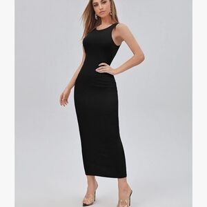 Essential Black Bodycon Sleeveless Muscle Tank Maxi Dress